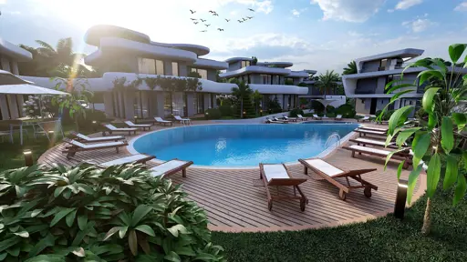 Bergblick-Villa (5 Zimmer, 3 Bäder) mit Pool und Balkon in Nordzypern-Lapta