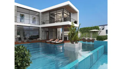 Mountain view villa (6 rooms, 5 bathrooms) with perspective on the sea and terrace in Northern Cyprus Ozankoy