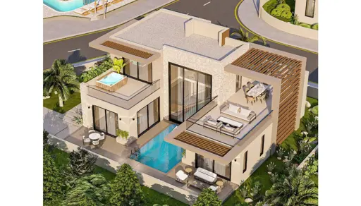 Meerblick-Villa (4 Zimmer, 2 Bäder) mit Terrasse und Pool in Nordzypern-Ötüken