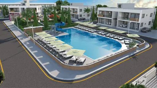Brand-new property (4 rooms, 3 bathrooms) with balcony and pool in Northern Cyprus Yeni Bogazici